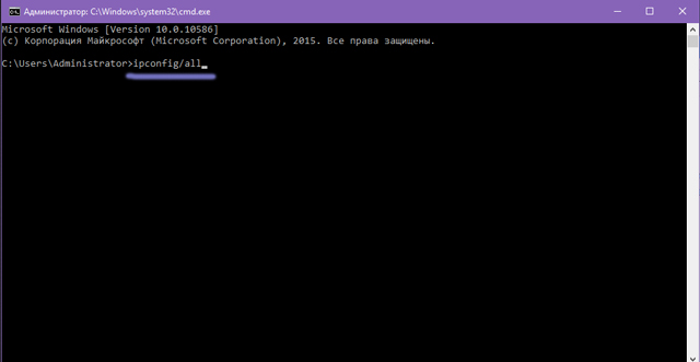 Команда ipconfig