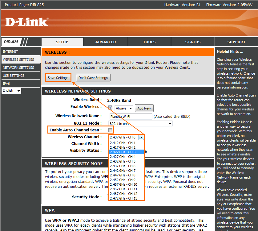 dlink wifi каналы