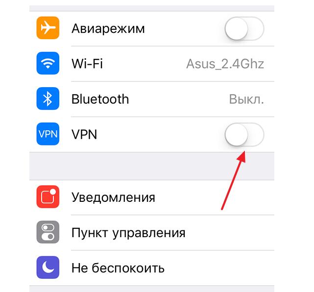 vpn выключен